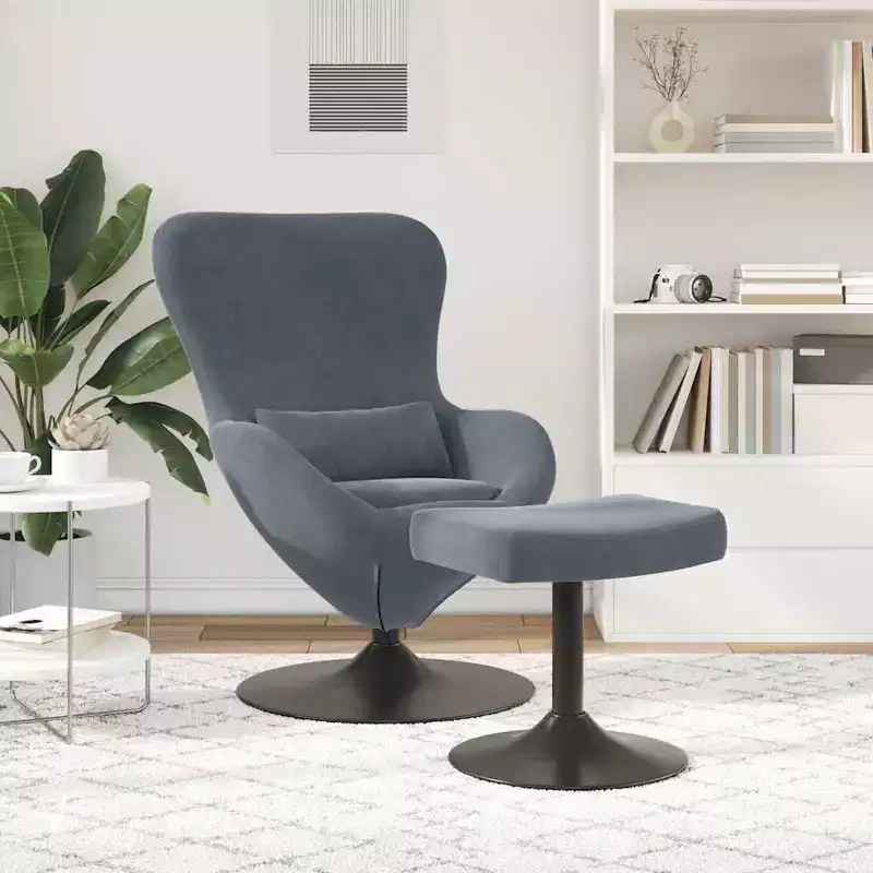 Egg Chair with Footstool Velvet