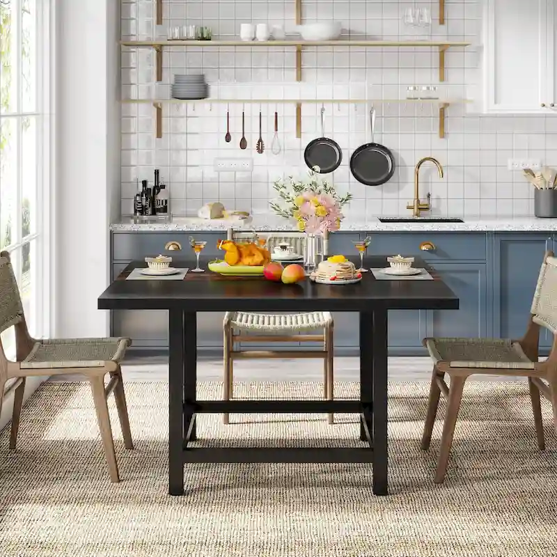 Rustic suqare dining kitchen room table for 4 dinner table for small space
