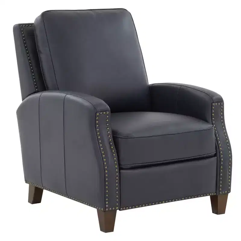 Press-Back Recliner Chair with Nailhead Trim – Faux Leather