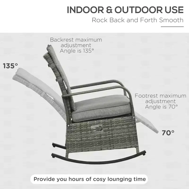 PE Rattan Rocking Recliner with Footrest