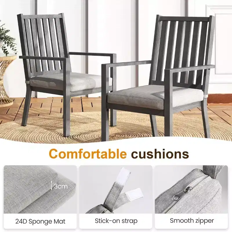 Set of 4 23 All-Weather Aluminum Patio Dining Chairs with Thick Cushions