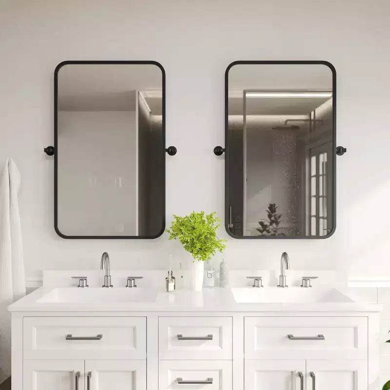 Metal Wall Mirror - Large Accent Vanity Mirror for Bathroom