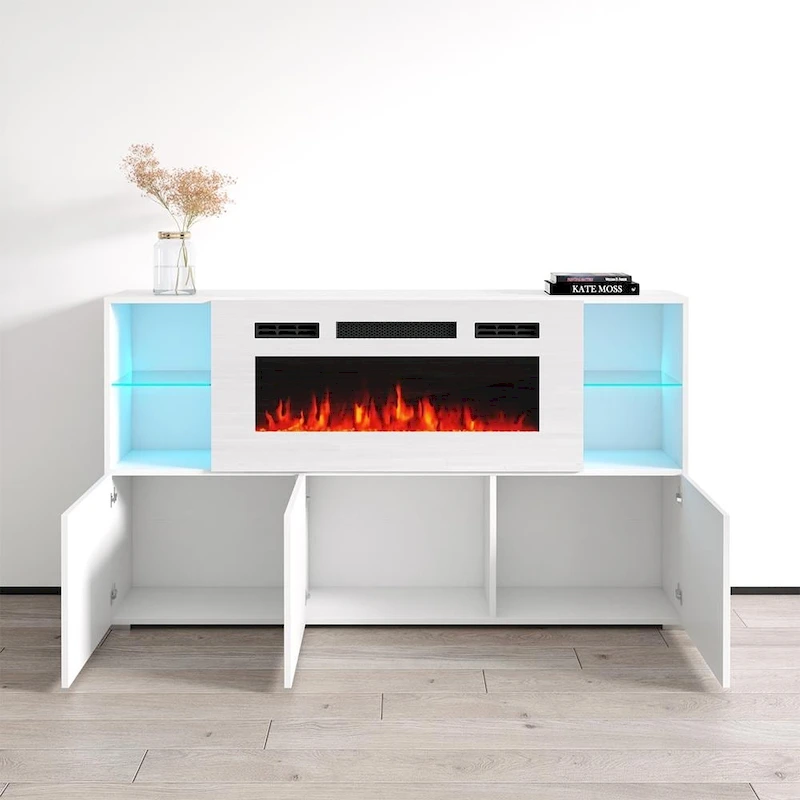 Komi WH03 63-inch Modern Electric Fireplace Sideboard