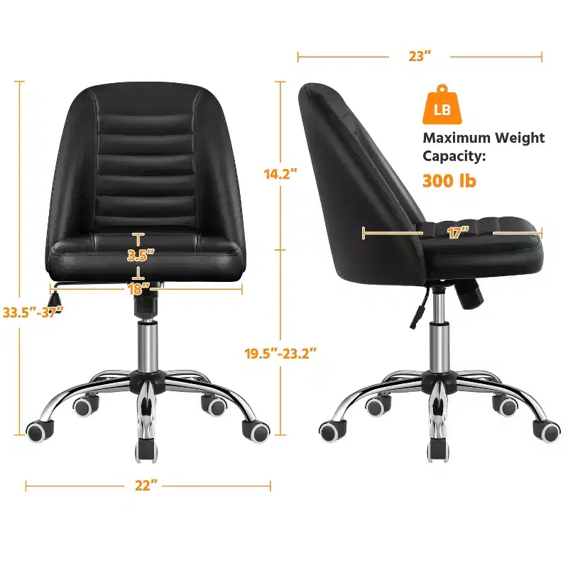 Faux Leather Mid Back Home Office Desk Chair with Chrome-plated Metal Base