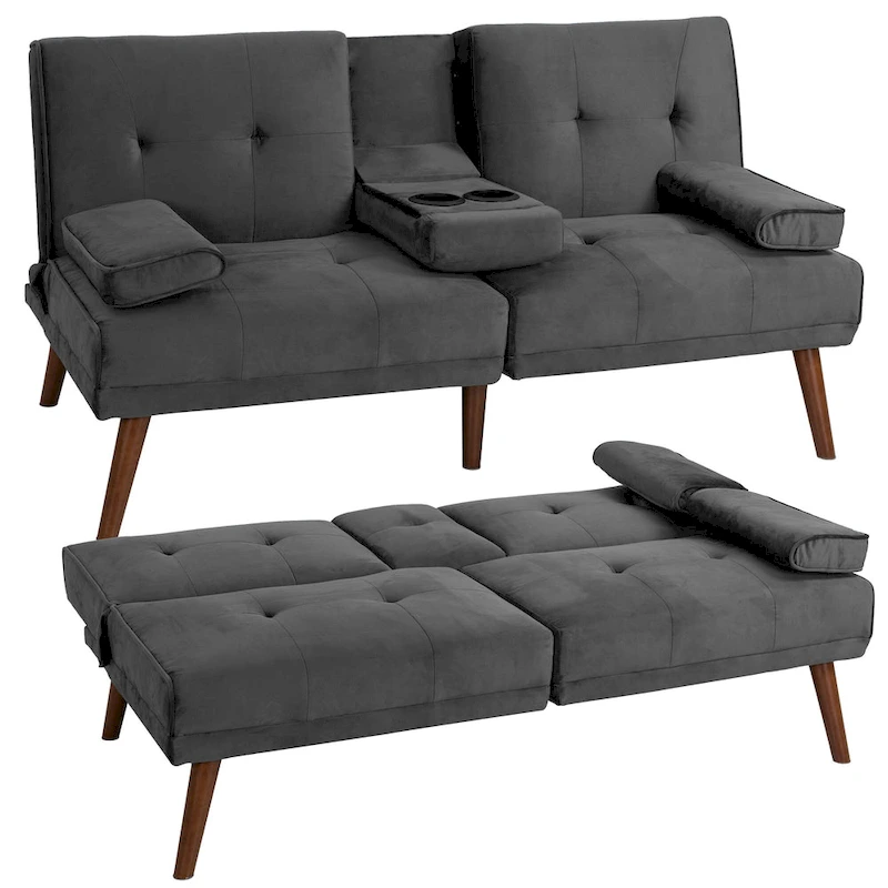Futzca 60 Small Loveseat, 3 in 1 Cute Convertible Sofa Bed