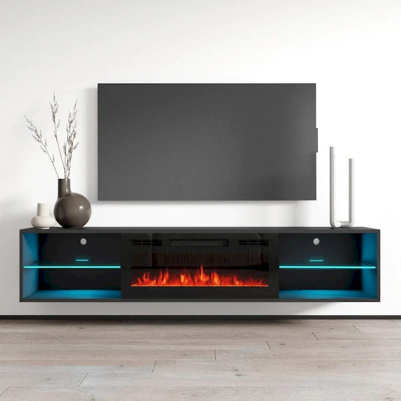 Wall Mounted Electric Fireplace 72 TV Stand