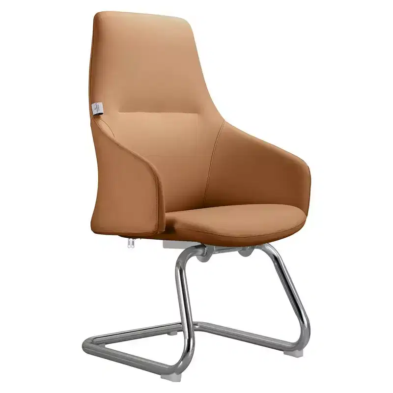 Ergonomic Faux Leather Office Chair Iron Sled Base Adjustable Height 330 lbs Capacity