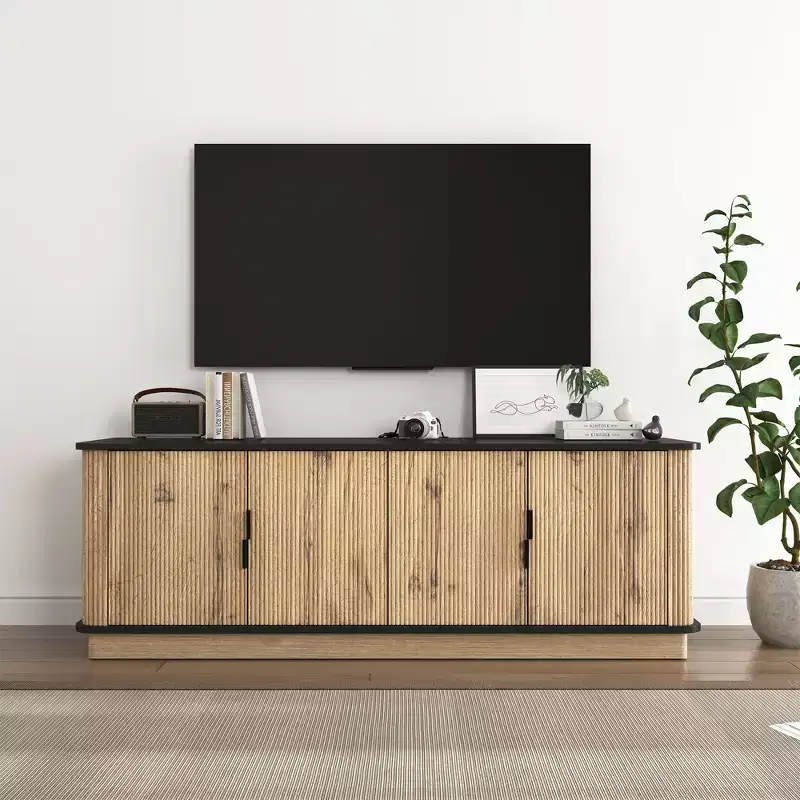 MDF Wood Grain 4-Door TV Cabinet 55