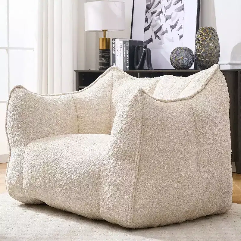 TUYOHW 47 Inch Oversized Bean Bag Chair,High-Resilience Foam Square Lounger with Handle & Armrests,Chenille Floor Sofa for Living Room
