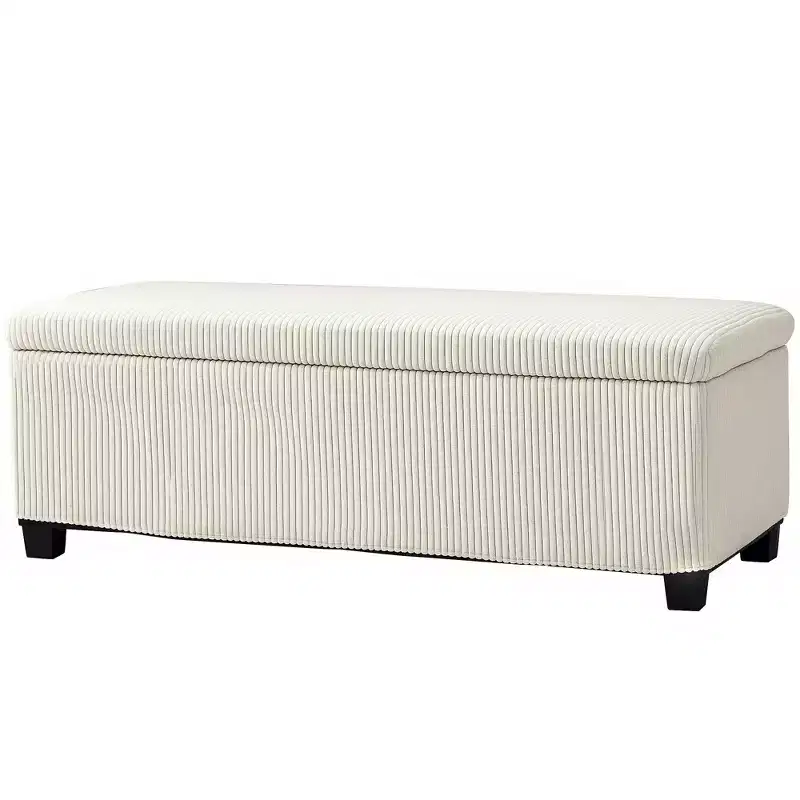 44 Inches Ottoman with Storage, Lid, Legs, Corduroy End of Bed Bench for Living Room, Bedroom, Entryway