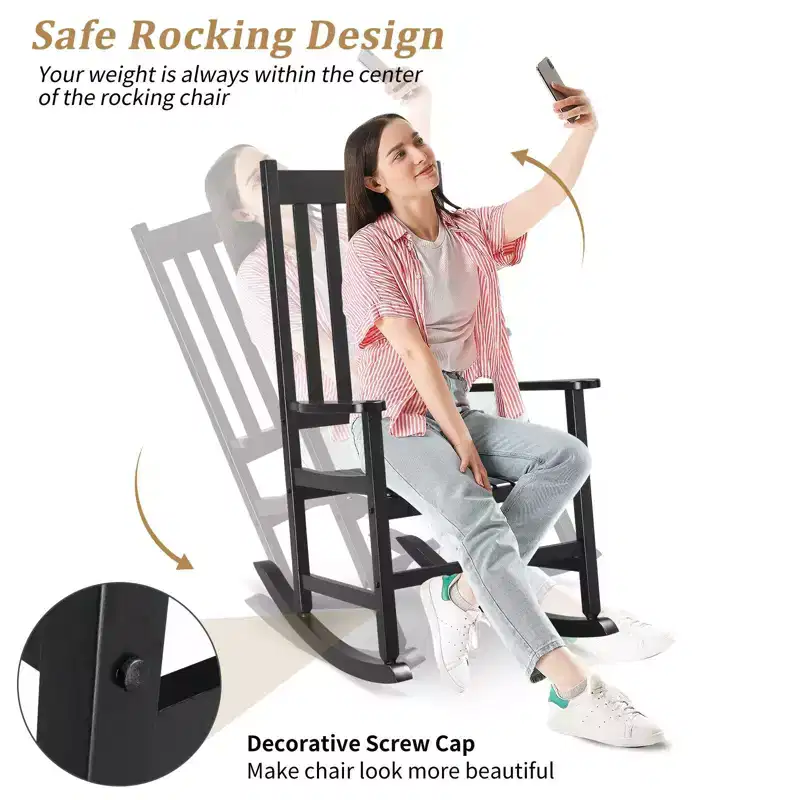 Karl Home | Solid Wood Patio Rocking Chairs (Set of 2)