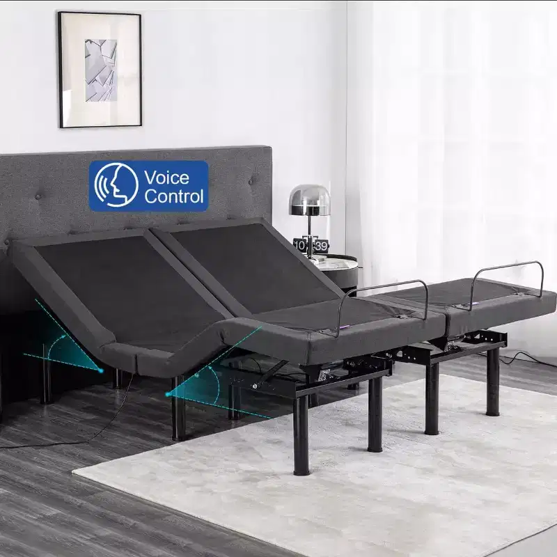Dyonery Updated Adjustable Bed Base with 12 Form Frame Massage (Mattress color random)