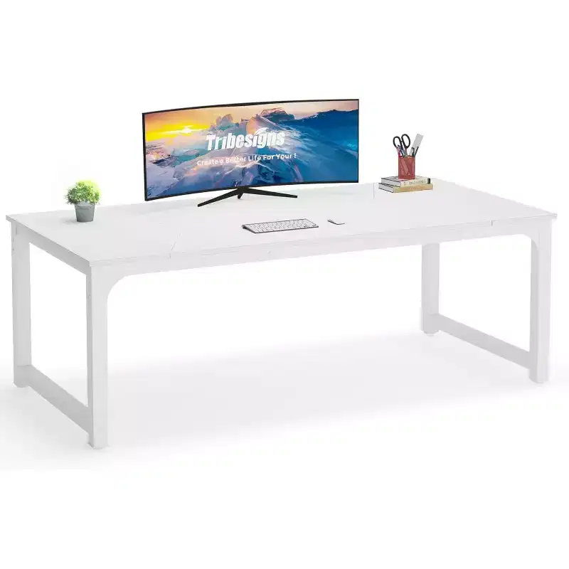 Modern Computer Desk, 78.7 x 39.4 inch X Large Executive Office Desk Computer Table Study Writing Desk Workstation for Home Office,White