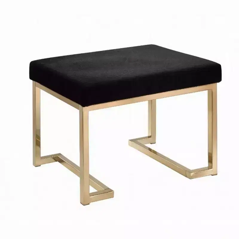 Royal Hampton Ottoman, Black Fabric & Gold