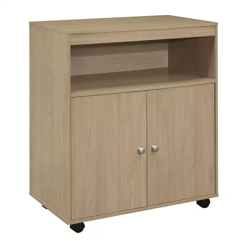 Kings Brand Furniture Vericombe Microwave Kitchen Cart, 2-Door Accent Storage Cabinet
