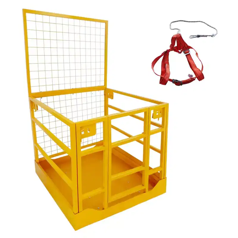 Forklift Safety Cage, 43x45 Inches Heavy Duty Man Basket with Harness - 1300LBS Load for 2 People