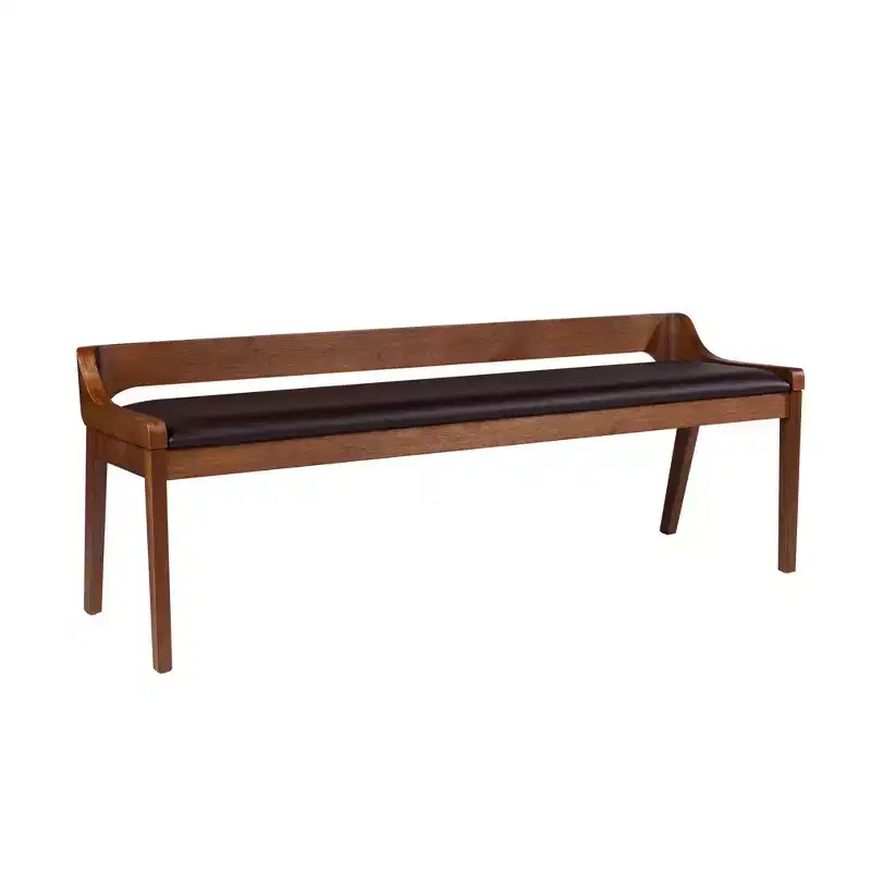 60" Rasmus Dining Bench Chestnut - Boraam: Acacia Wood, Faux Leather Seat, Seats Two