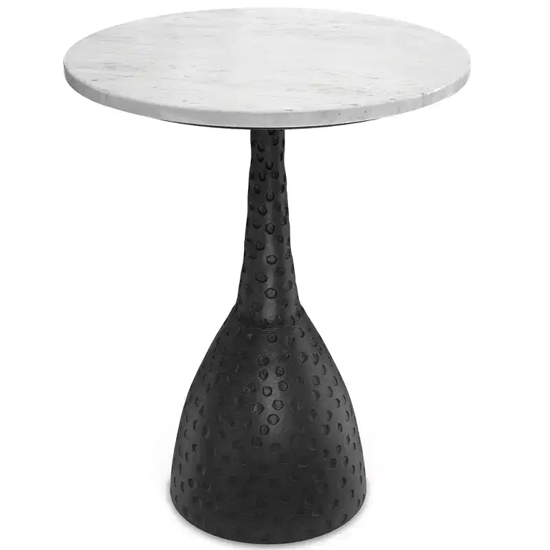 Theobald 16 inch Wide Round Contemporary Modern Side Table in Black