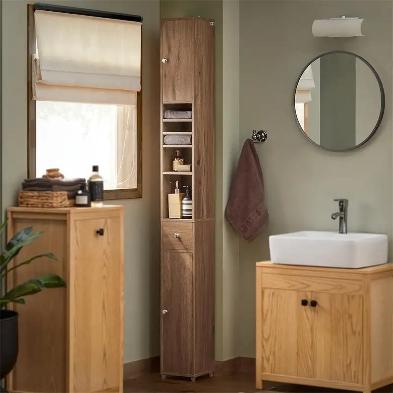 Black Bathroom Tall Cabinet - 7.87D x 7.87W x 70.87H