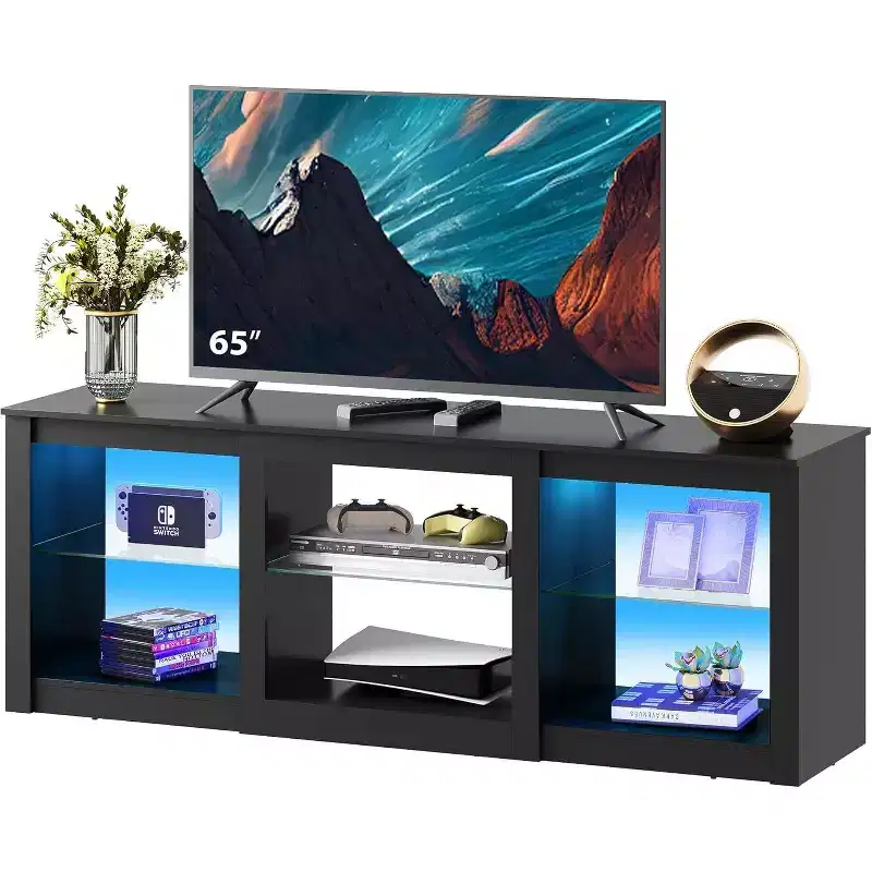TV Stand with LED Lights for TVs up to 65