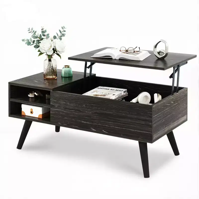 GALAXHERO Lift Top Coffee Table for Living Room Small Coffee Table with Storage,Hidden Compartment and Adjustable Shelf Mid Century Modern