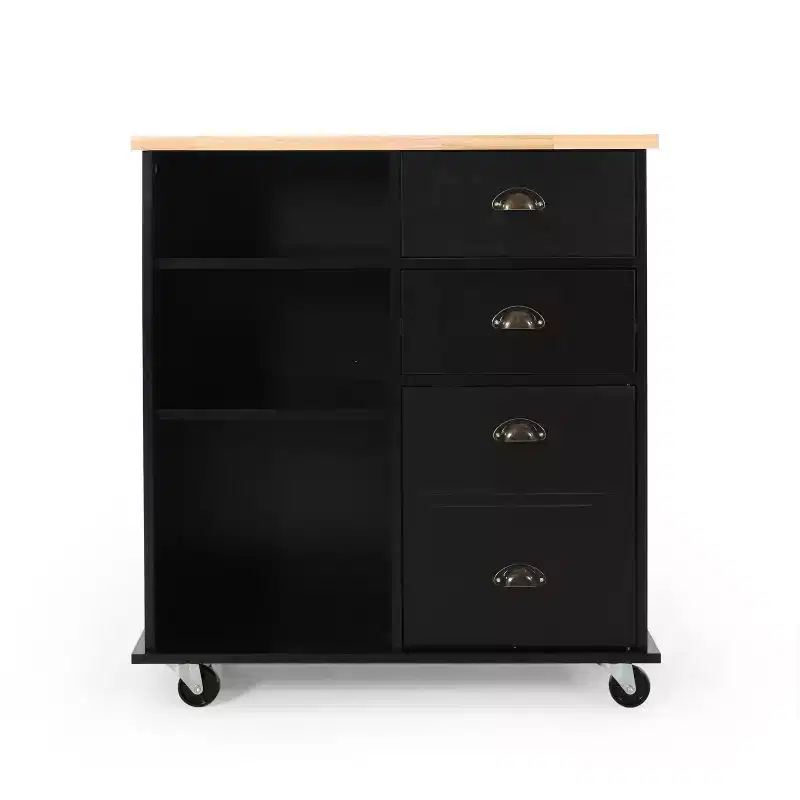 GDFStudio Yohaan Contemporary Kitchen Cart with Wheels and 2 Drawers