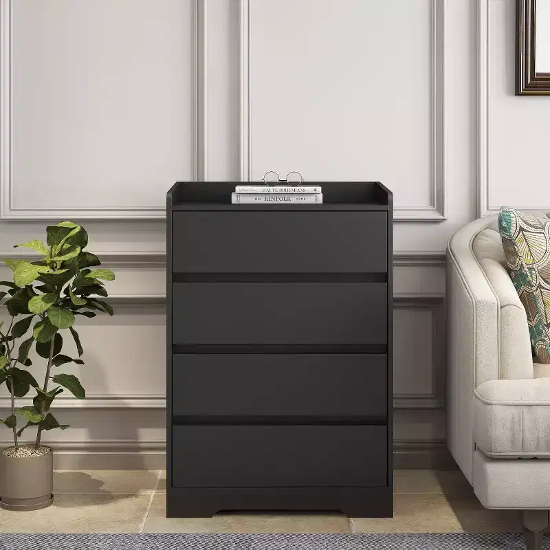 Modern 4 Drawer Dresser for Bedroom, Vertical Dressers with Handle-Free Design, Storage Cabinet for Living Room, Entryway, or Office-Panipeachy