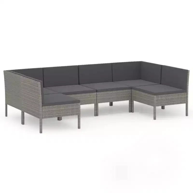 vidaXL Patio Lounge Set Outdoor Sectional Sofa Set Table Poly Rattan Gray