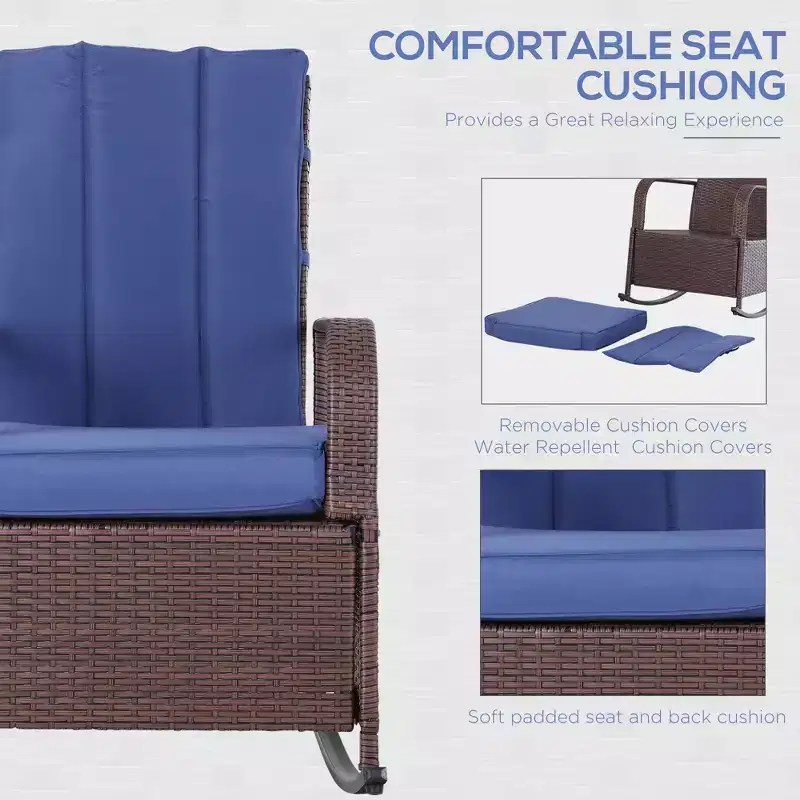 PE Rattan Rocking Recliner with Footrest