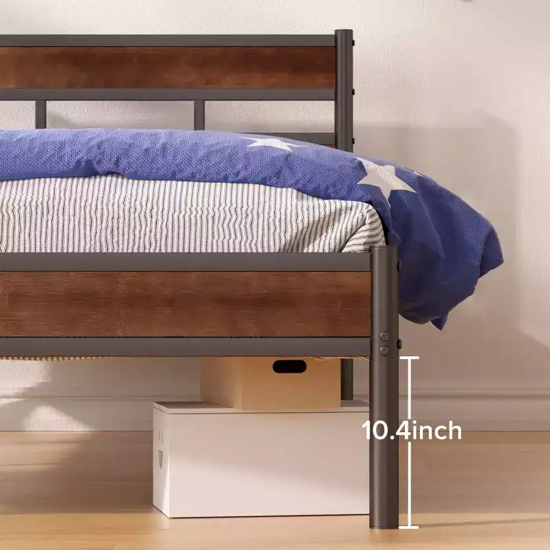 Roman Bamboo and Metal Platform Bed Frame Brown - Zinus