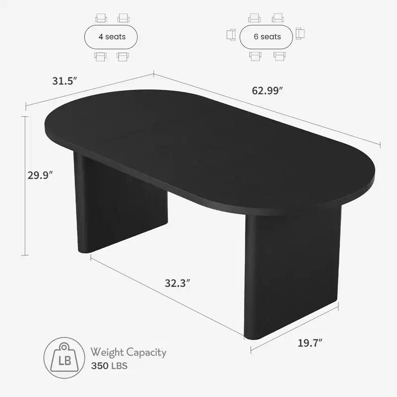 COZONY Oval Dining Table, Farmhouse Kitchen Table with Sturdy Wooden Base, Large Dining Table for Kitchen Living Room Office