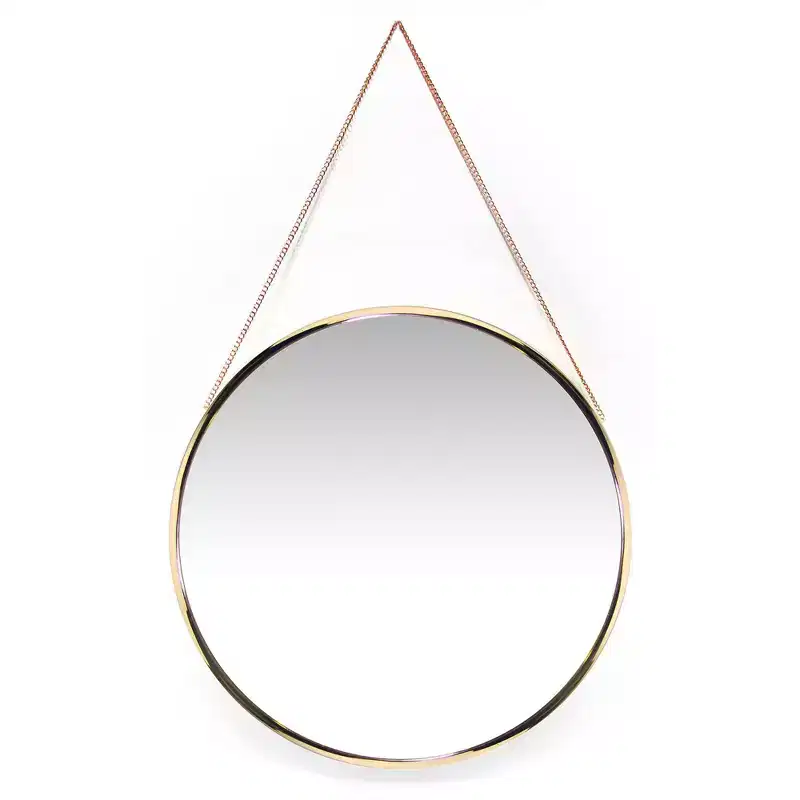 17.5 Round Hanging Wall Mirror with Metal Chain