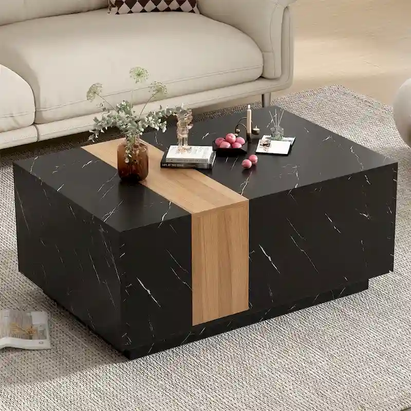 Coffee Table with 2 Storage Drawers and Wood Grain Finish