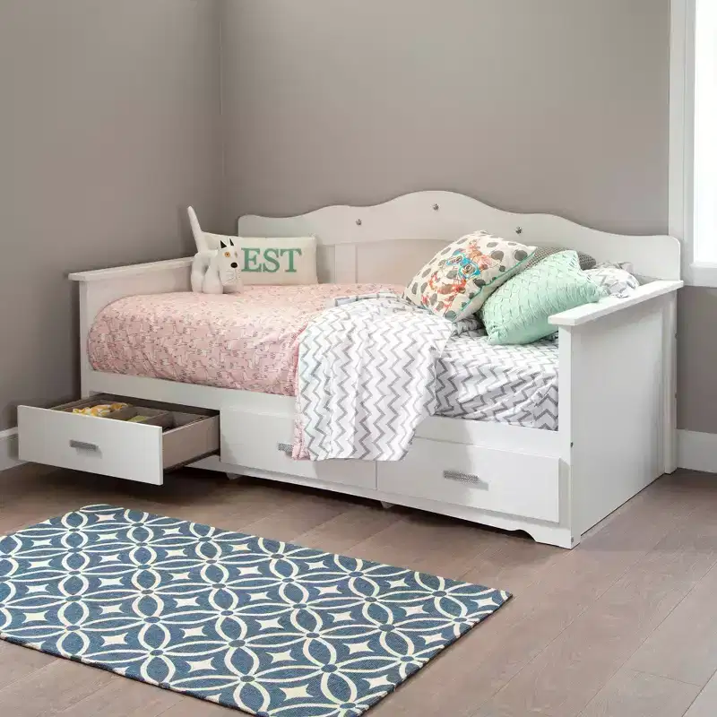 Twin Kids' Daybed with Storage, Pure White