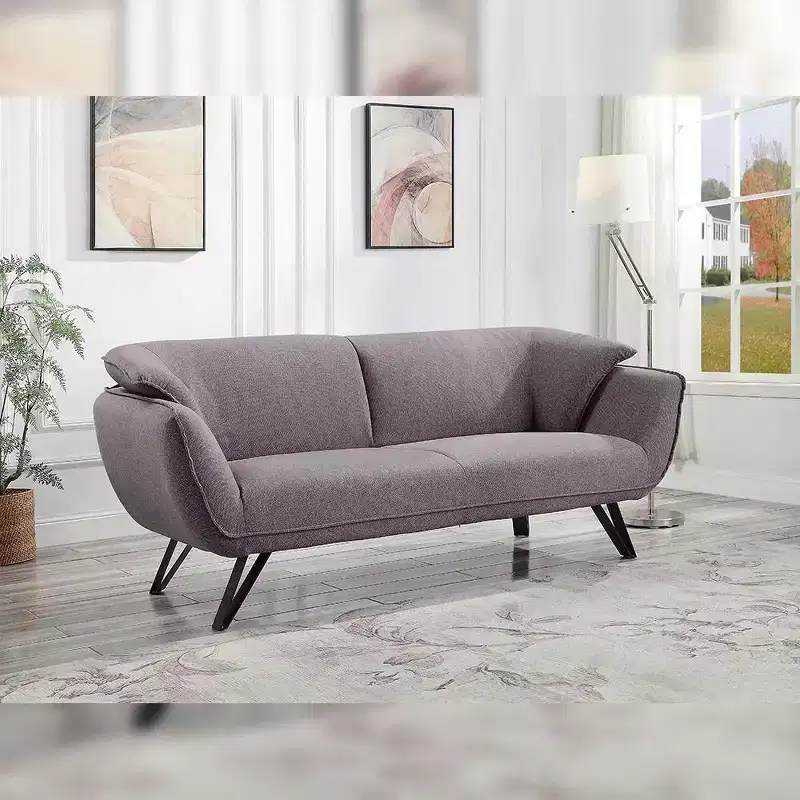 78" Dalya Sofa Gray Linen - Acme Furniture: Velvet Upholstery, Includes 2 Accent Pillows