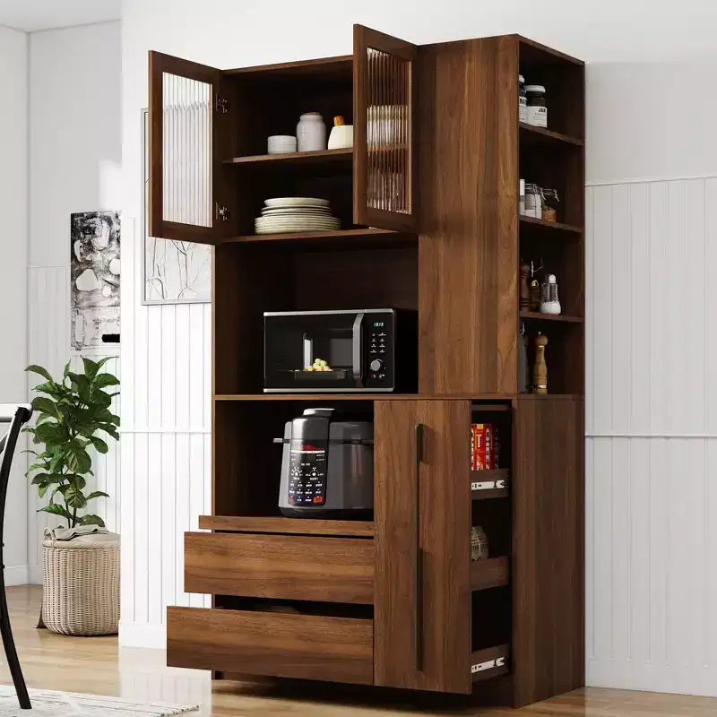 Modern 70.87 Tall Freestanding Kitchen Pantry Cabinet with Drawer and Adjustable Shelves