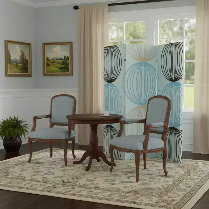 HomeRoots 72 Blue Canvas Folding Three Panel Screen Room Divider