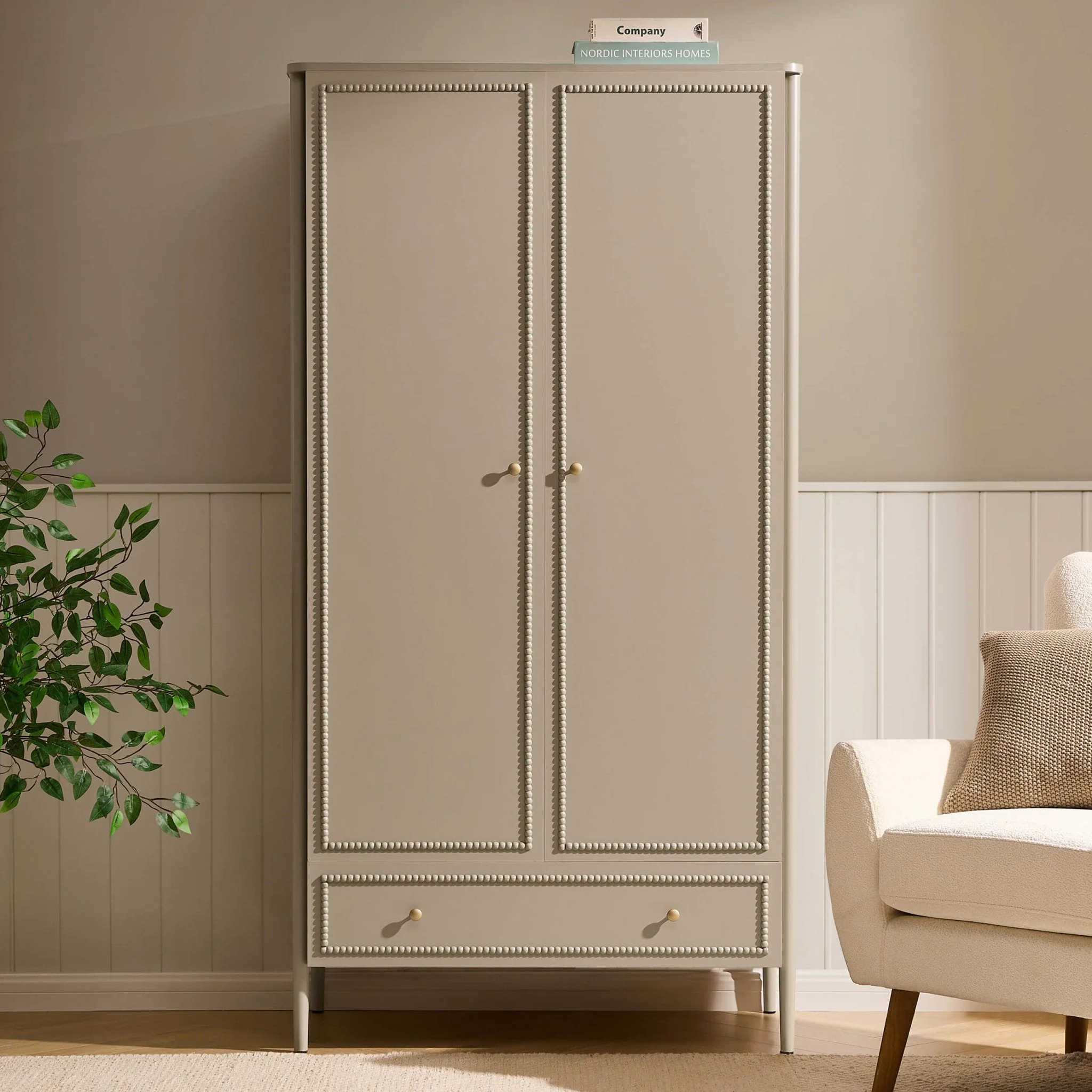 2 Door Wardrobe with Drawer - Taupe