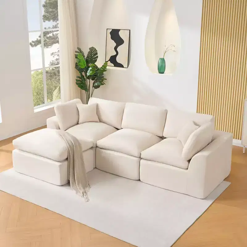 Modular Sectional Sofa, 110'' Sponge Compression Sofas with Deep Seat, Sectional Couches