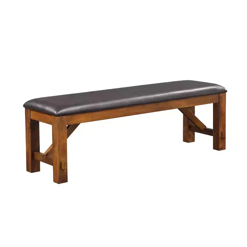 Simple Relax PU Upholstered Dining Bench in Walnut and Espresso