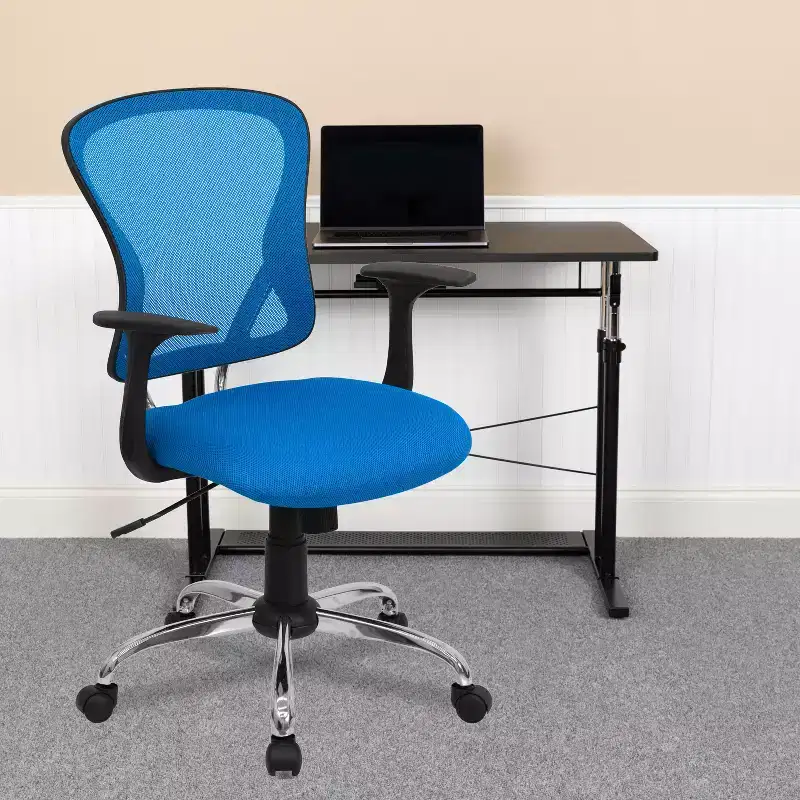 Mid-Back Mesh Swivel Task Office Chair with Chrome Base and Arms