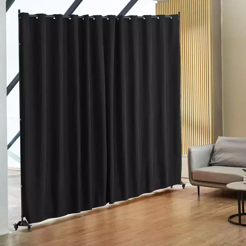 VEVOR Room Divider, Portable Panel Room Divider with Wheels Curtain Divider Stand, Freestanding Room Divider Privacy Screen for Office, Black