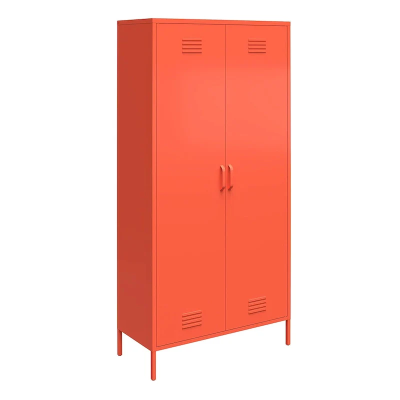 Orange / Pink 2-Door Tall Metal Locker Storage Cabinet, 1-Person