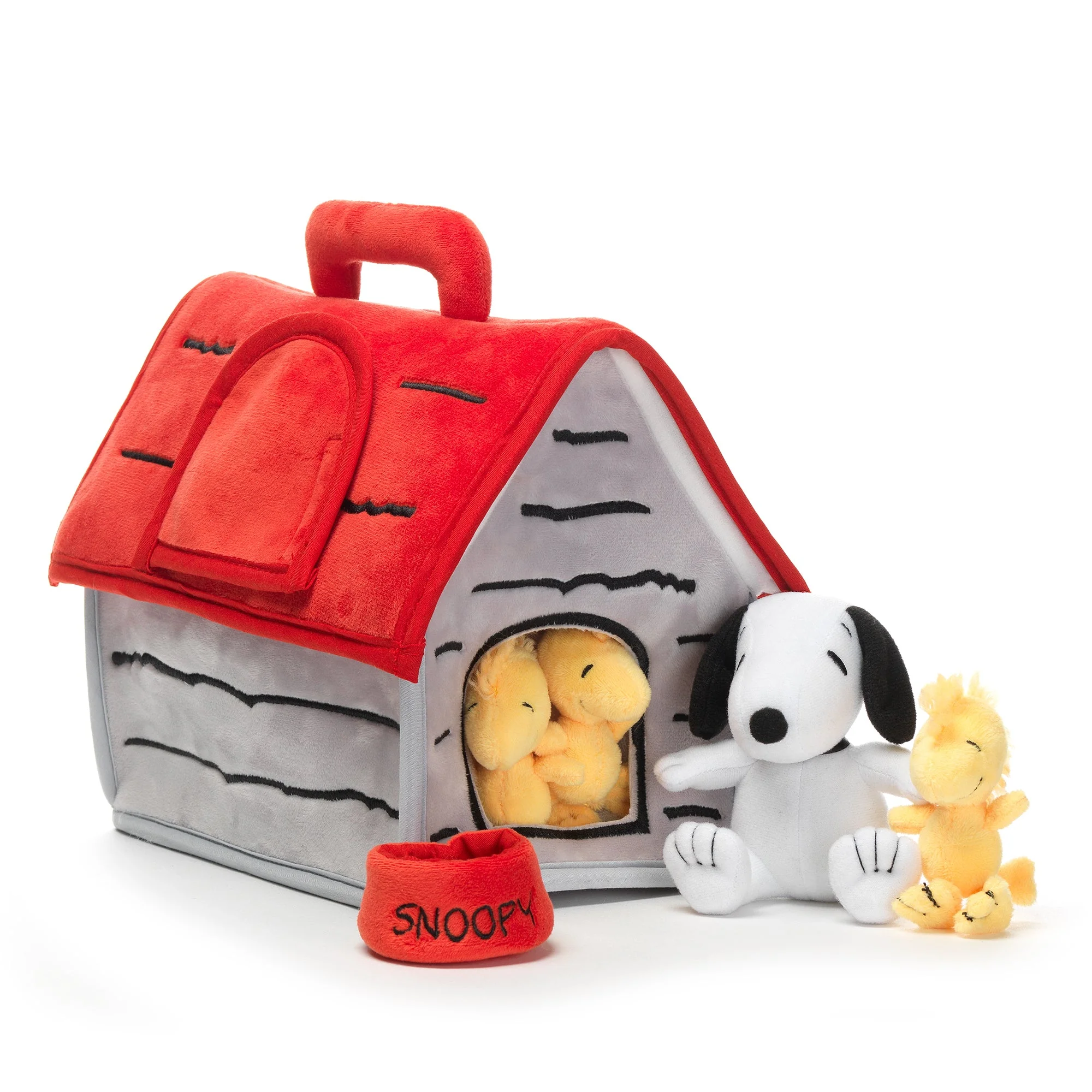 White Dog Plush Doghouse Interactive Toy with Animals
