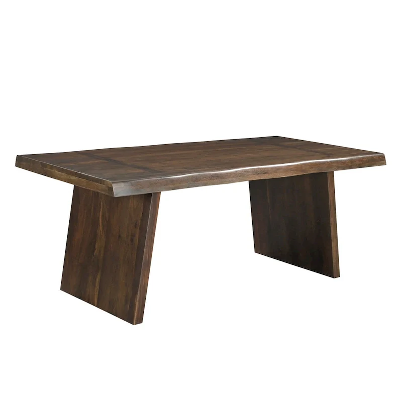 Live Edge Solid Acacia Wood Double Pedestal Dining Table