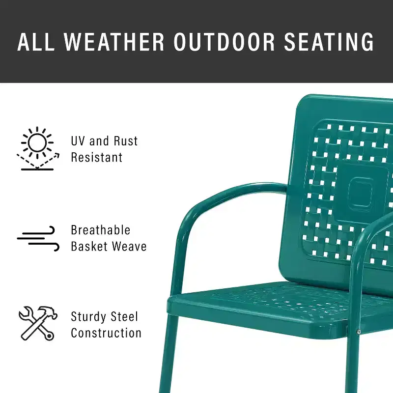 HomeStock Bates 5Pc Outdoor Metal Dining Set with Dining Table & 4 Armchairs