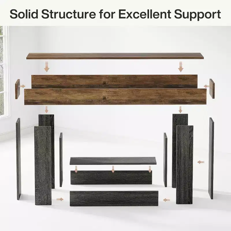 MDF Farmhouse Console Table with Lower Shelf 63''W x 32.28''H x 11.81''D