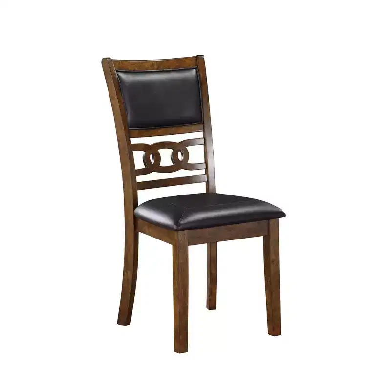 New Classic Furniture, Furniture Gia Faux Leather Dining Chairs in Brown (Set of 2)