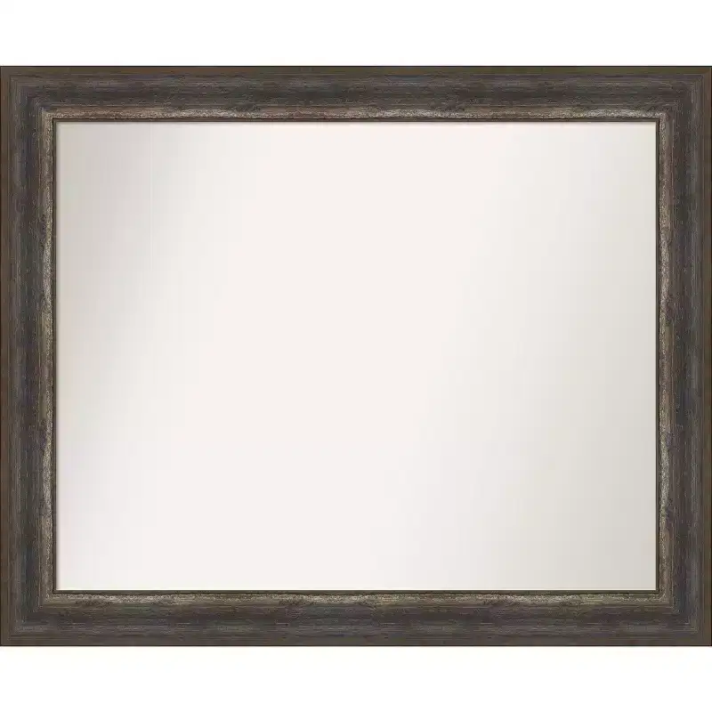 Amanti Art Alta Rustic Char Non-Beveled Bathroom Wall Mirror