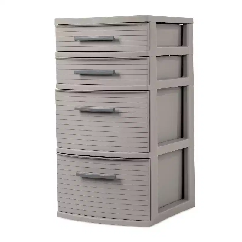 4 Drawer Weave Tower Dark Gray - m™: Plastic Storage Organizer, Portable Utility Drawers, Universal Storage